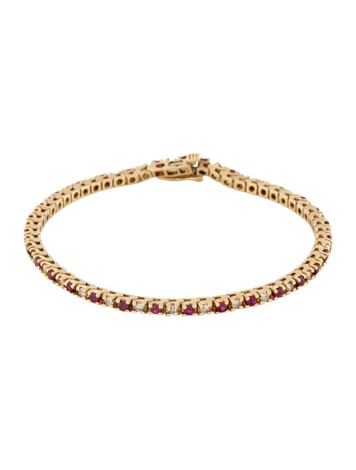 Bracelet 14K Ruby & Diamond Tennis Link Bracelet