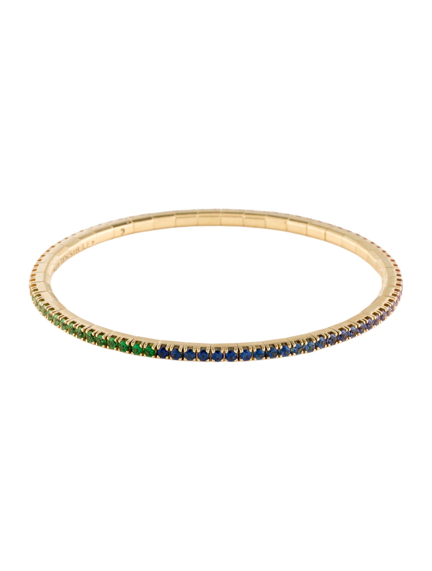 Roberto Demeglio 18K Sapphire & Tsavorite Garnet Flexible Bangle Bracelet