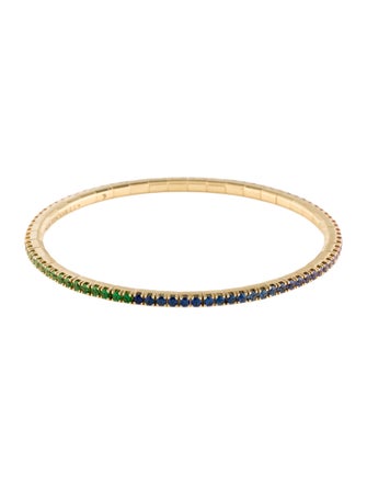 Roberto Demeglio 18K Sapphire & Tsavorite Garnet Flexible Bangle Bracelet
