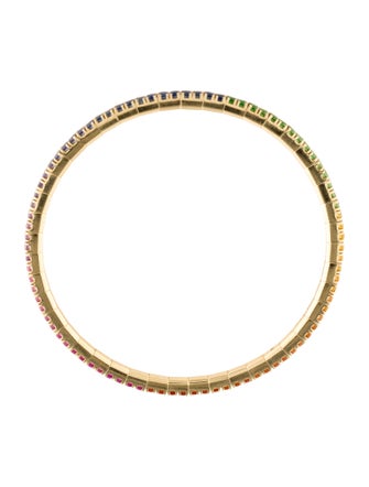 Roberto Demeglio 18K Sapphire & Tsavorite Garnet Flexible Bangle Bracelet