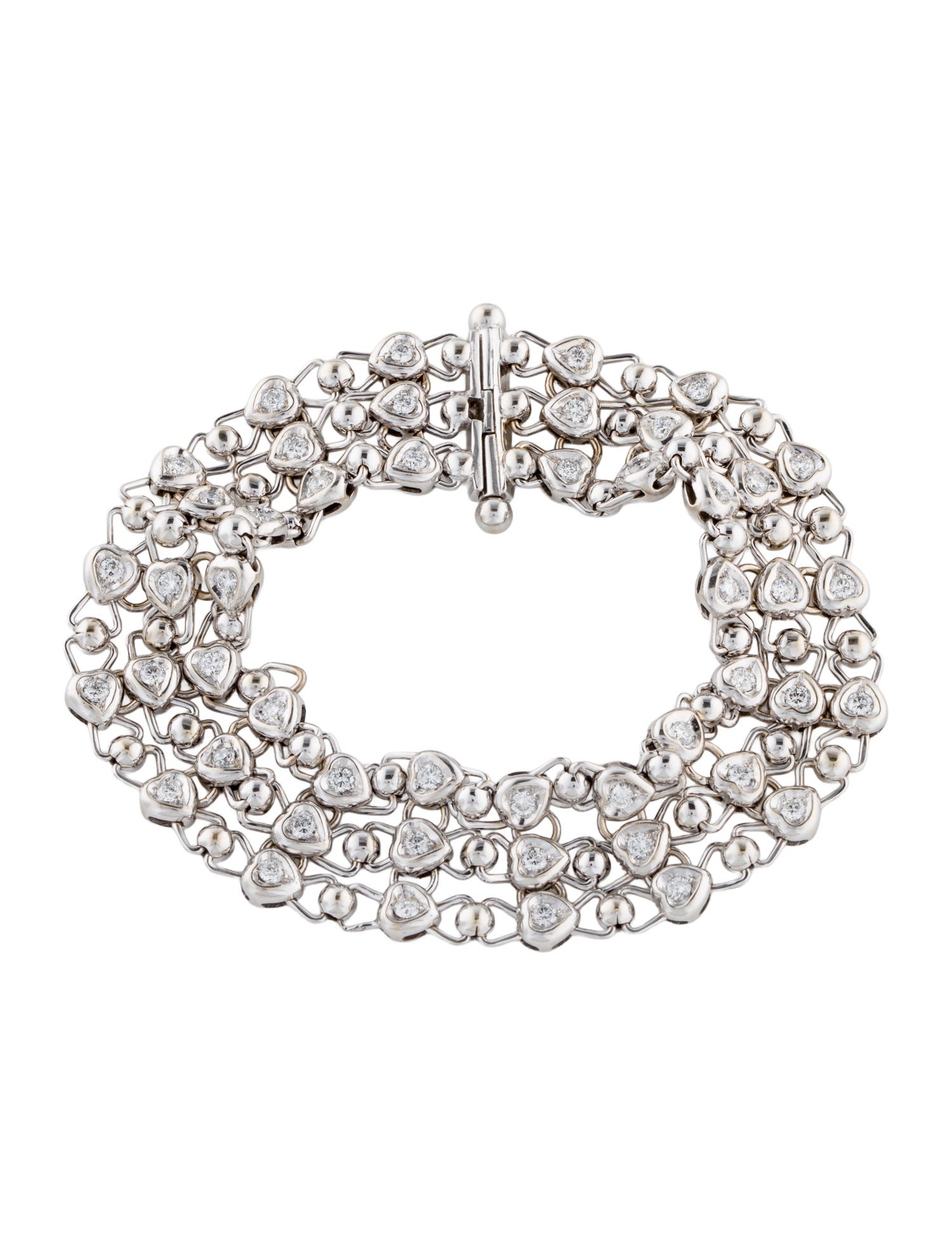 Bracelet 18K 1.44ctw Diamond Heart Link