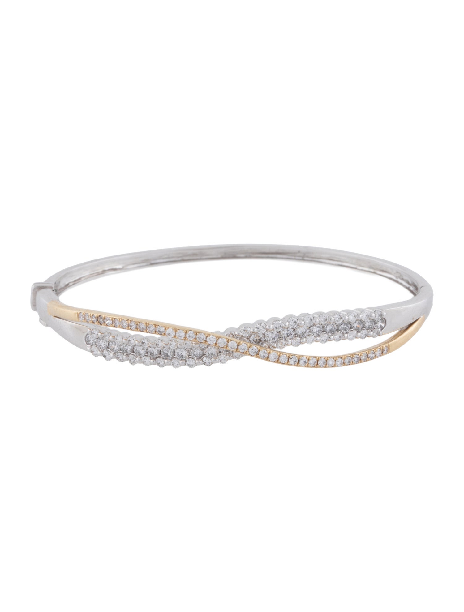 Bracelet 14K 1.86ctw Diamond Crossover Hinged Bangle Bracelet