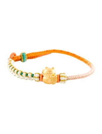 Bracelet 24K Lucky Cat Charm Cord Bracelet