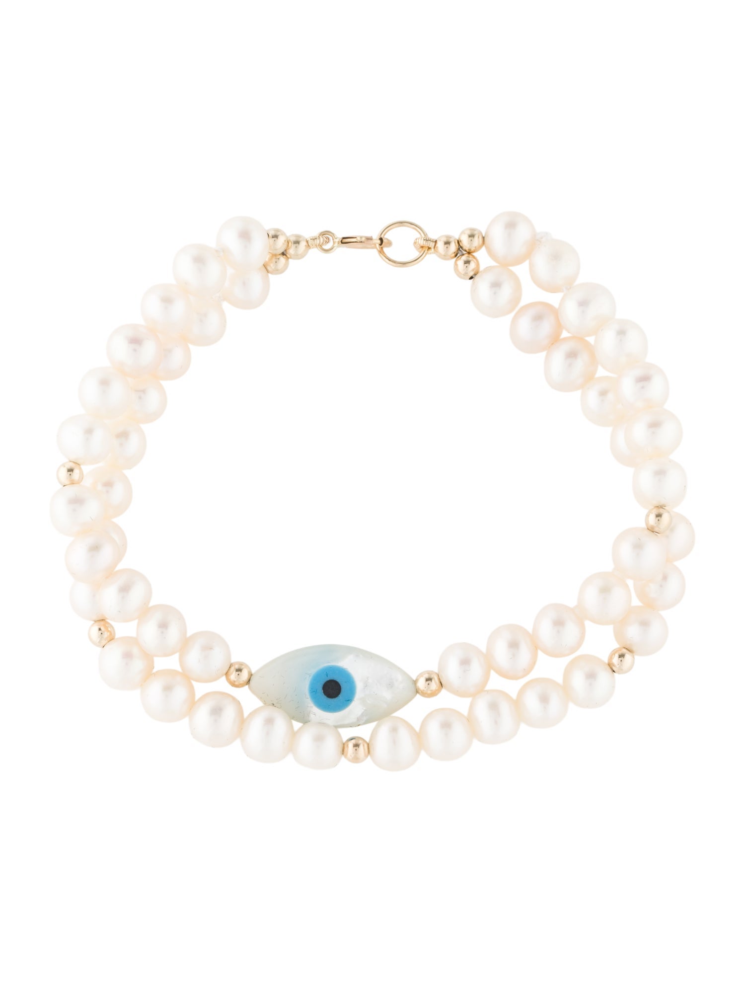 Bracelet 14K Mother of Pearl, Pearl & Resin Evil Eye Charm Bracelet