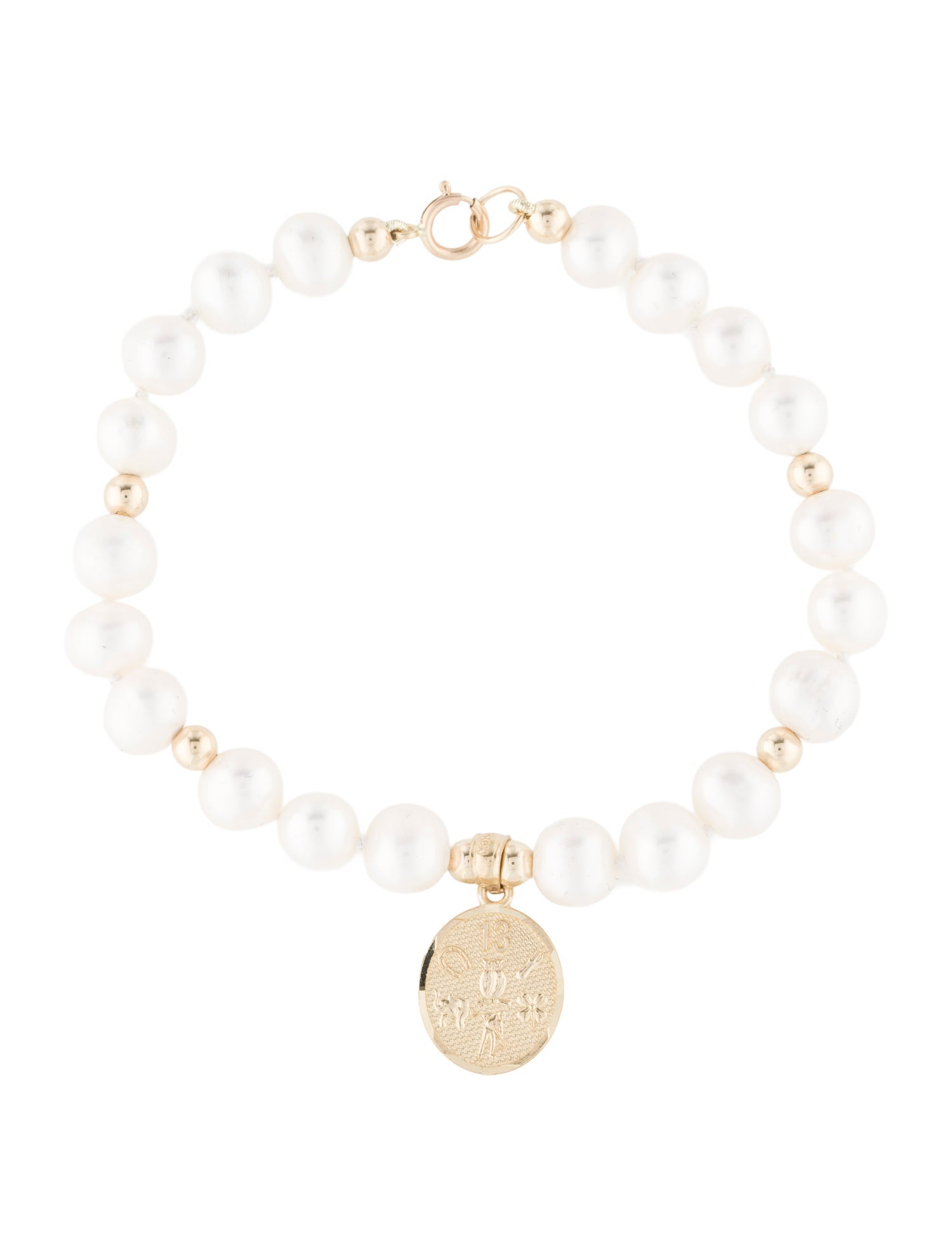 Bracelet 14K Pearl Luck Charm