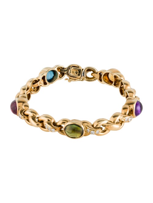 Bracelet 18K Multi-Gemstone & Diamond Link Bracelet