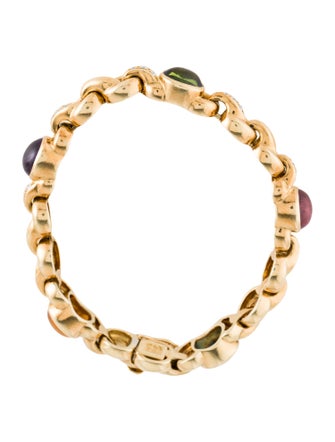 Bracelet 18K Multi-Gemstone & Diamond Link Bracelet