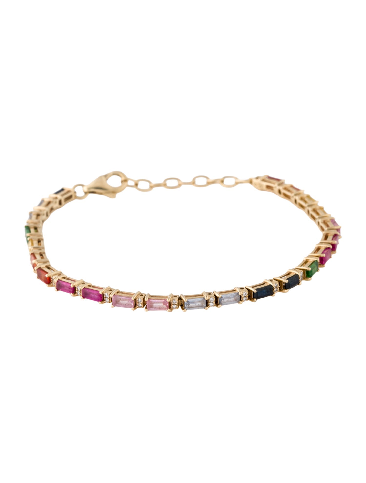 Bracelet 14K 2.62ctw Sapphire, Tsavorite Garnet & Diamond Link Bracelet