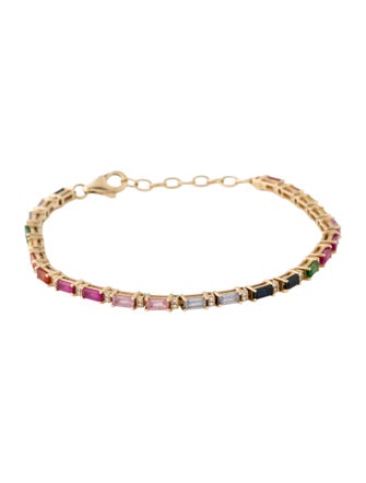 Bracelet 14K 2.62ctw Sapphire, Tsavorite Garnet & Diamond Link Bracelet