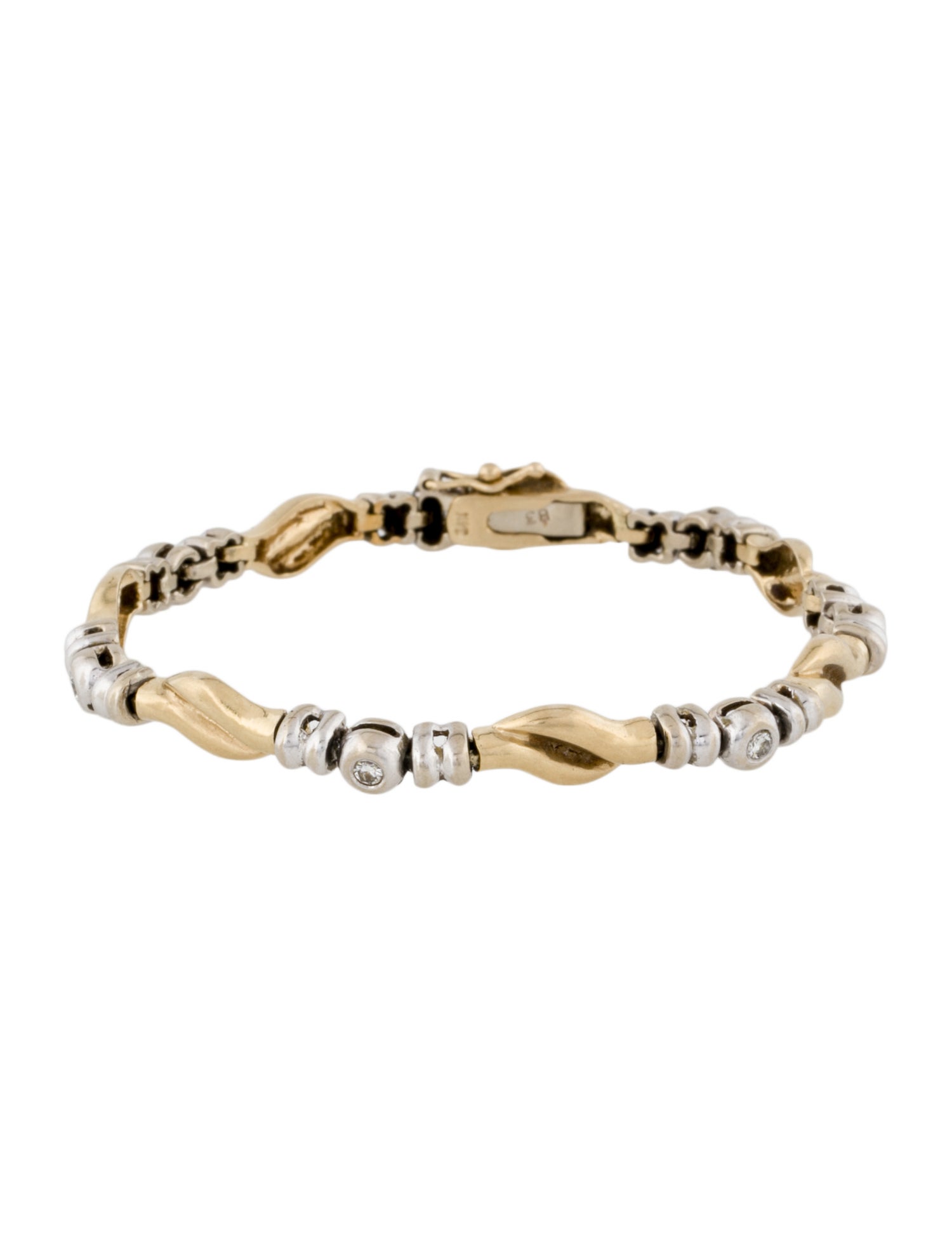 Bracelet 14K Diamond Twist Link Station