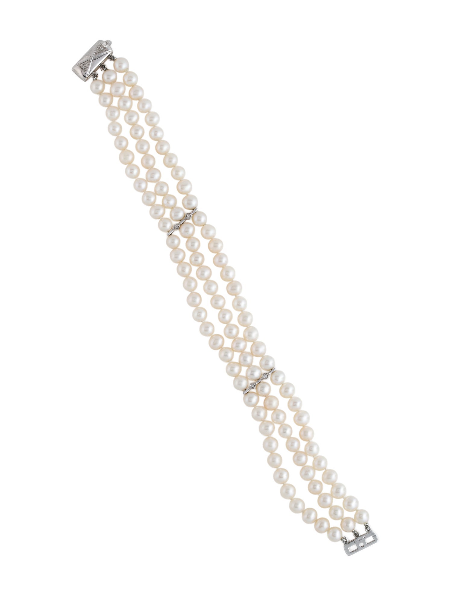Bracelet 14K Pearl & Diamond Bead Multistrand