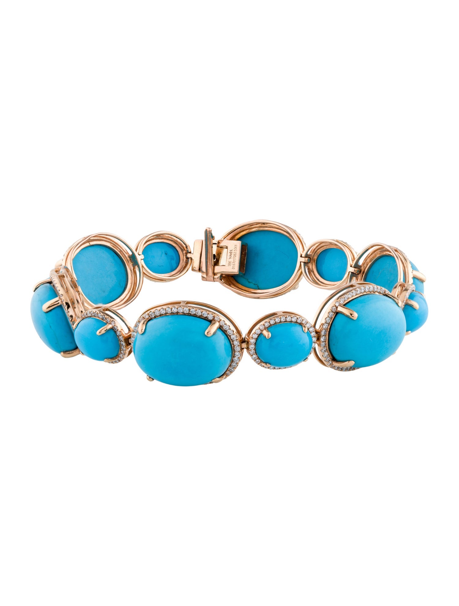 Bracelet Yael 18K 62.53ctw Turquoise & Diamond Double Row