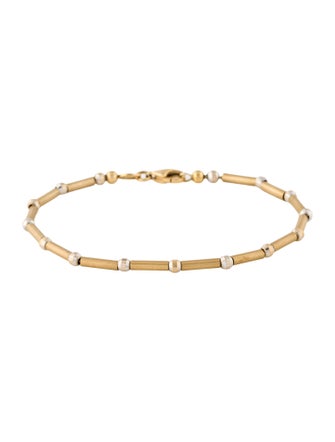 Bracelet 18K Two-Tone Bar & Bead Link Bracelet