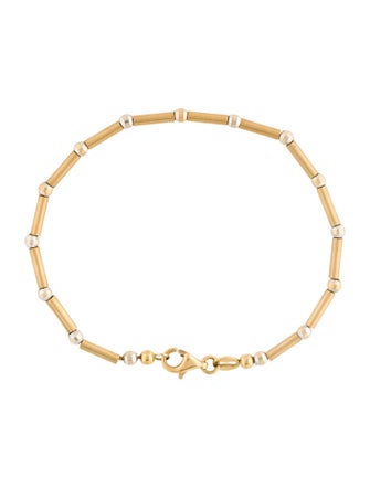 Bracelet 18K Two-Tone Bar & Bead Link Bracelet