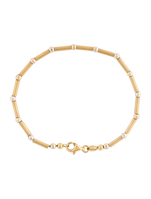 Bracelet 18K Two-Tone Bar & Bead Link Bracelet