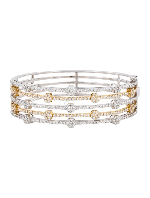 Bracelet 18K Two-Tone 3.33ctw Diamond Open Floral Bangle Bracelet