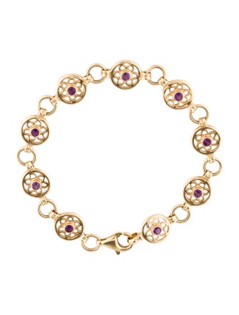 Bracelet 14K Amethyst Flower Link Bracelet