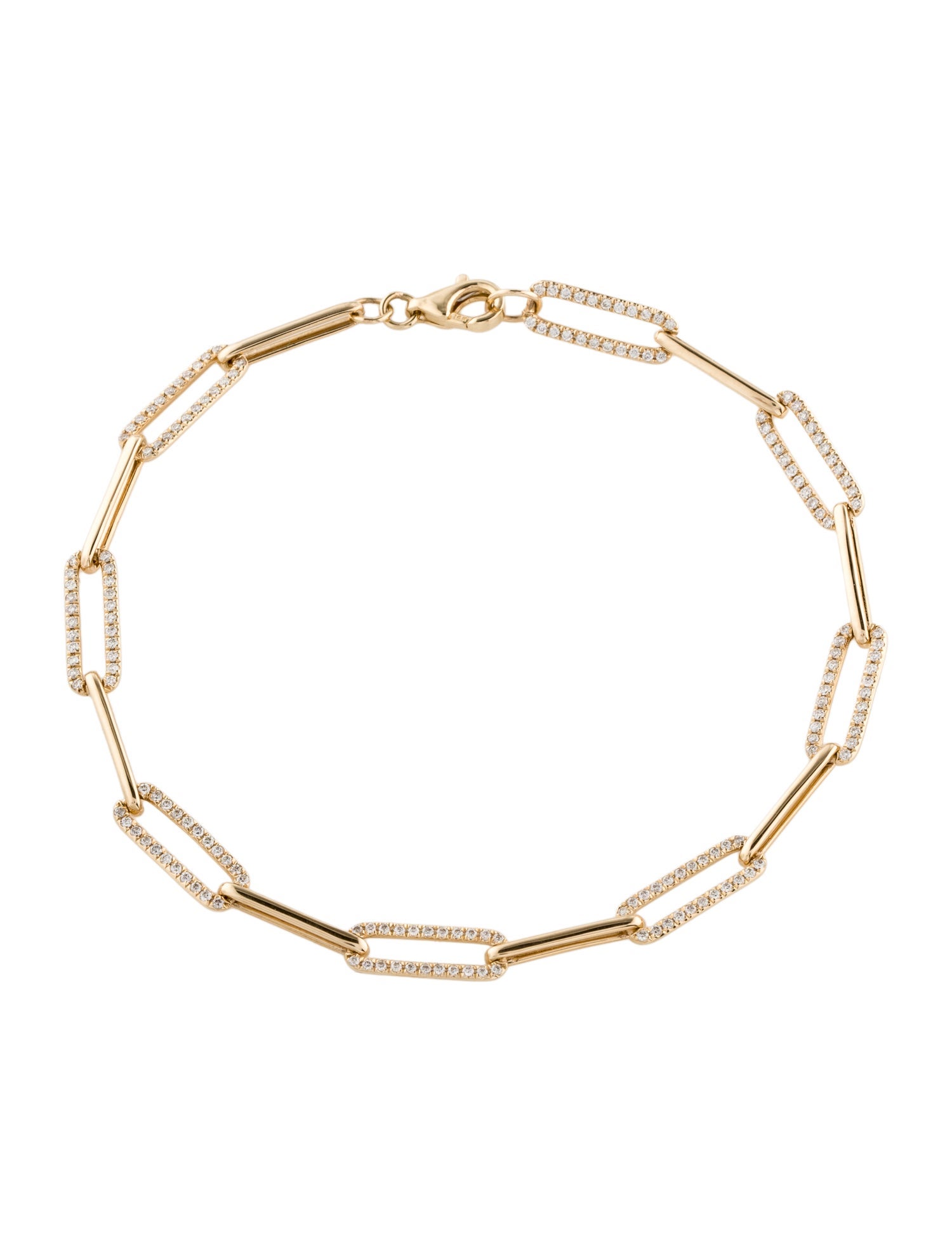 Bracelet 14K Diamond Paperclip Chain Bracelet