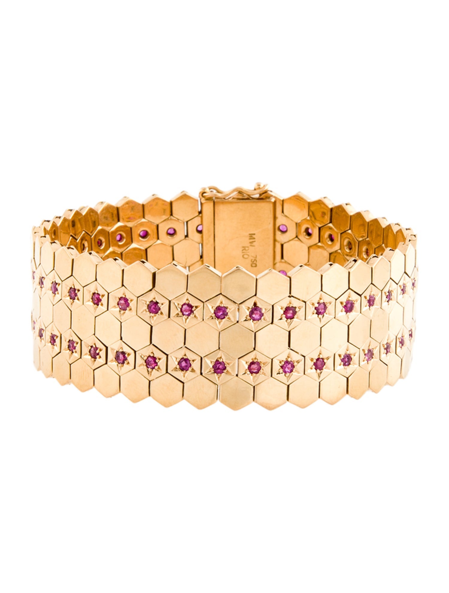 Bracelet Retro 18K 1.74ctw Ruby Honeycomb Link