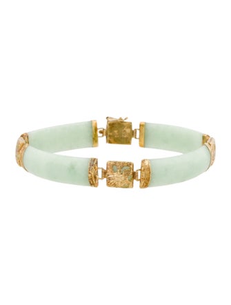 Bracelet 14K Jadeite Panel Link Bracelet