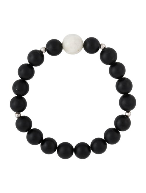 Bracelet 14K Onyx & Moonstone Bead Bracelet