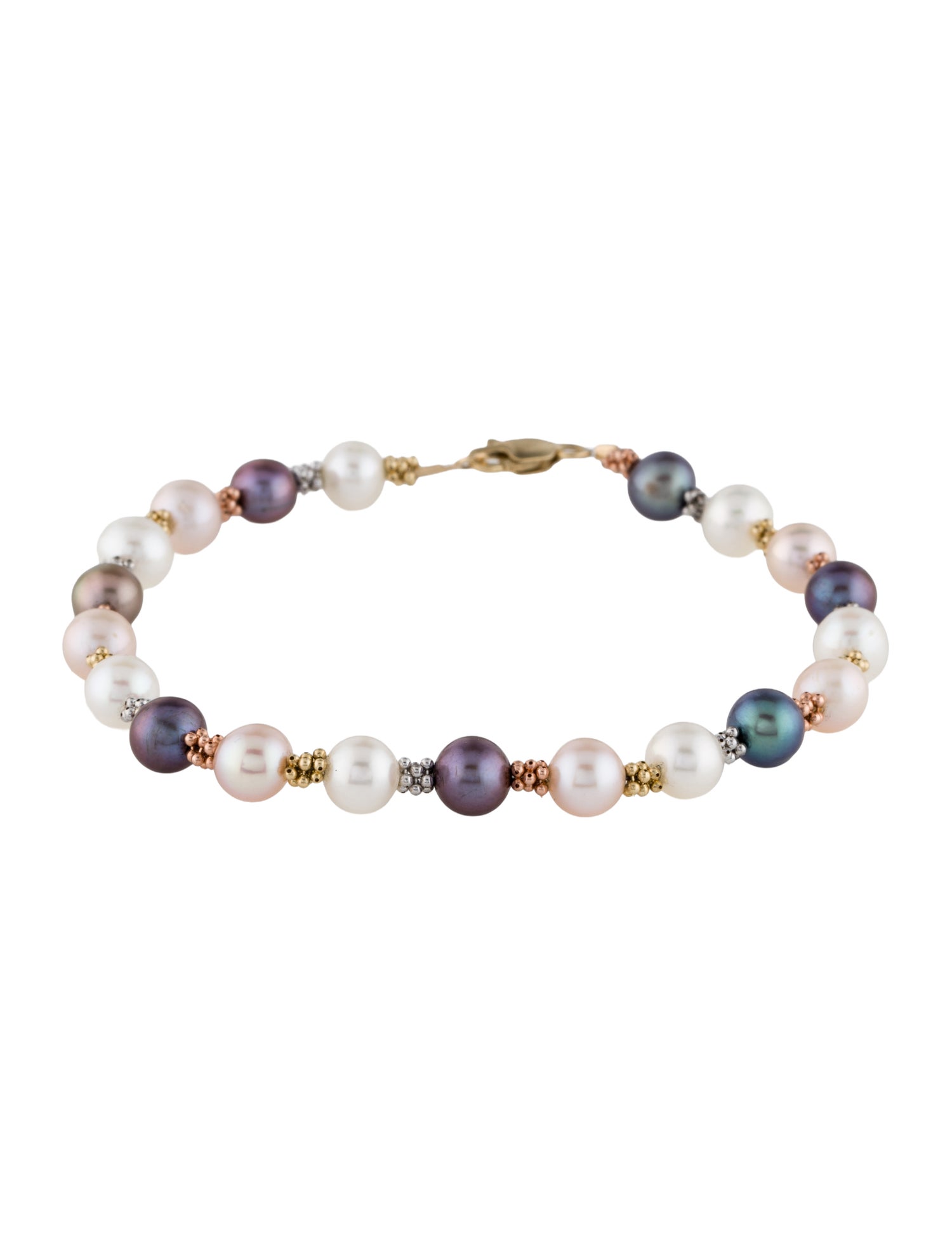 Bracelet 14K Dyed Pearl & Pearl Bead Strand