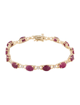 Bracelet 14K 9.84ctw Ruby & Diamond Tennis Bracelet