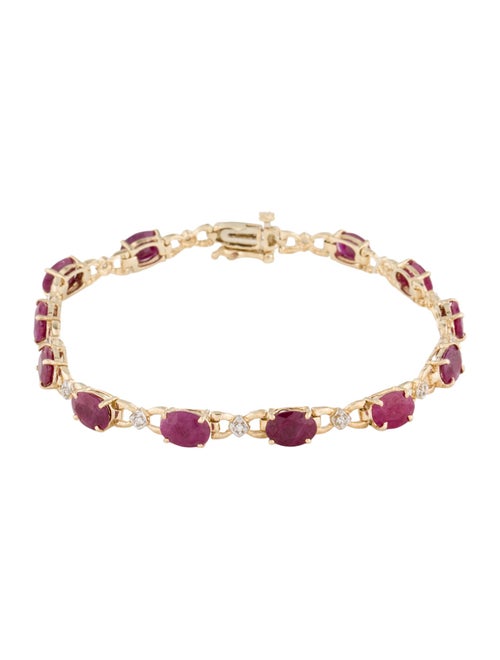 Bracelet 14K 9.84ctw Ruby & Diamond Tennis Bracelet