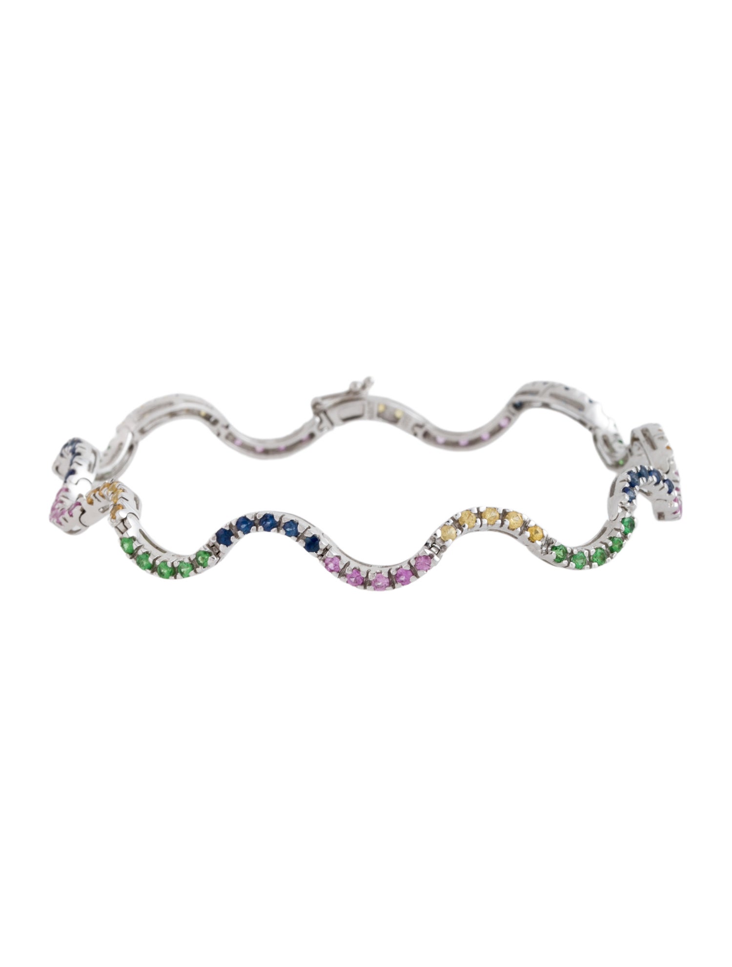 Bracelet 14K Sapphire & Tsavorite Rainbow Wave Link