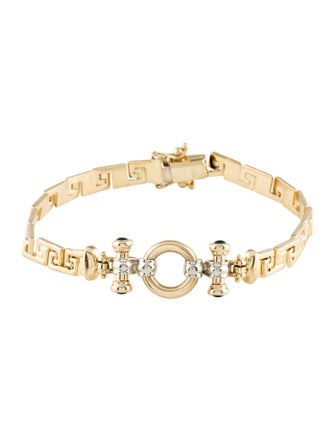Bracelet 14K Synthetic Spinel Greek Key Link Bracelet