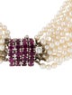 Bracelet 18K Pearl, 3.60ctw Ruby & Diamond Multi-Strand Bracelet