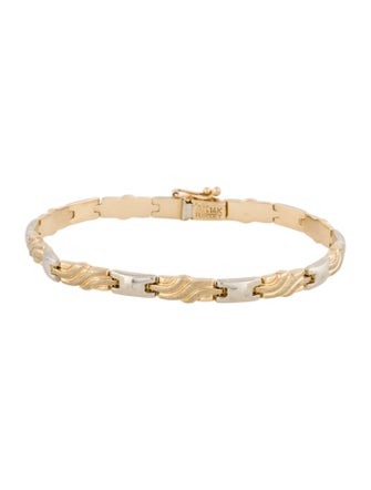 Bracelet 14K Two-Tone Textured Station Link Bracelet