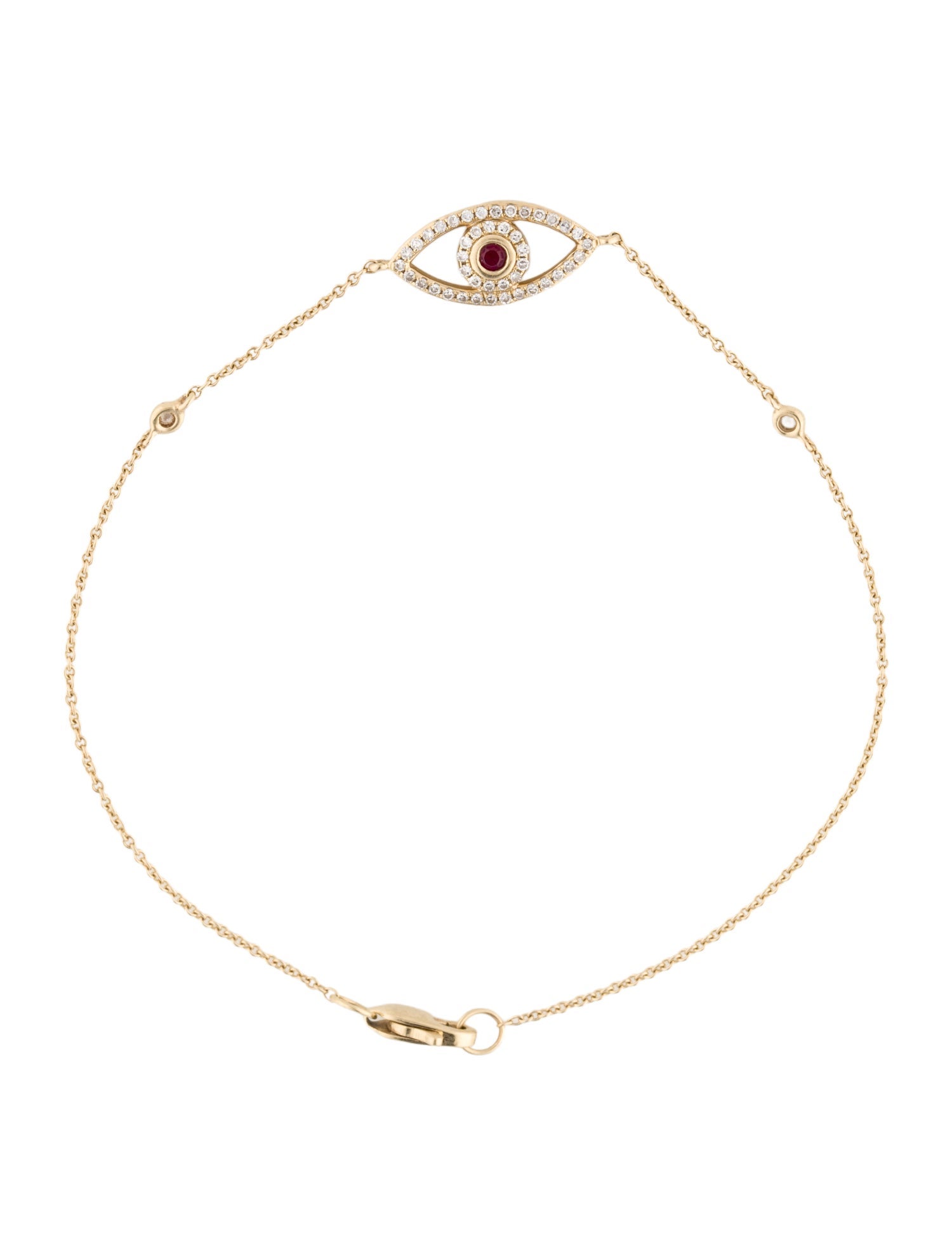 Bracelet 14K Ruby & Diamond Evil Eye