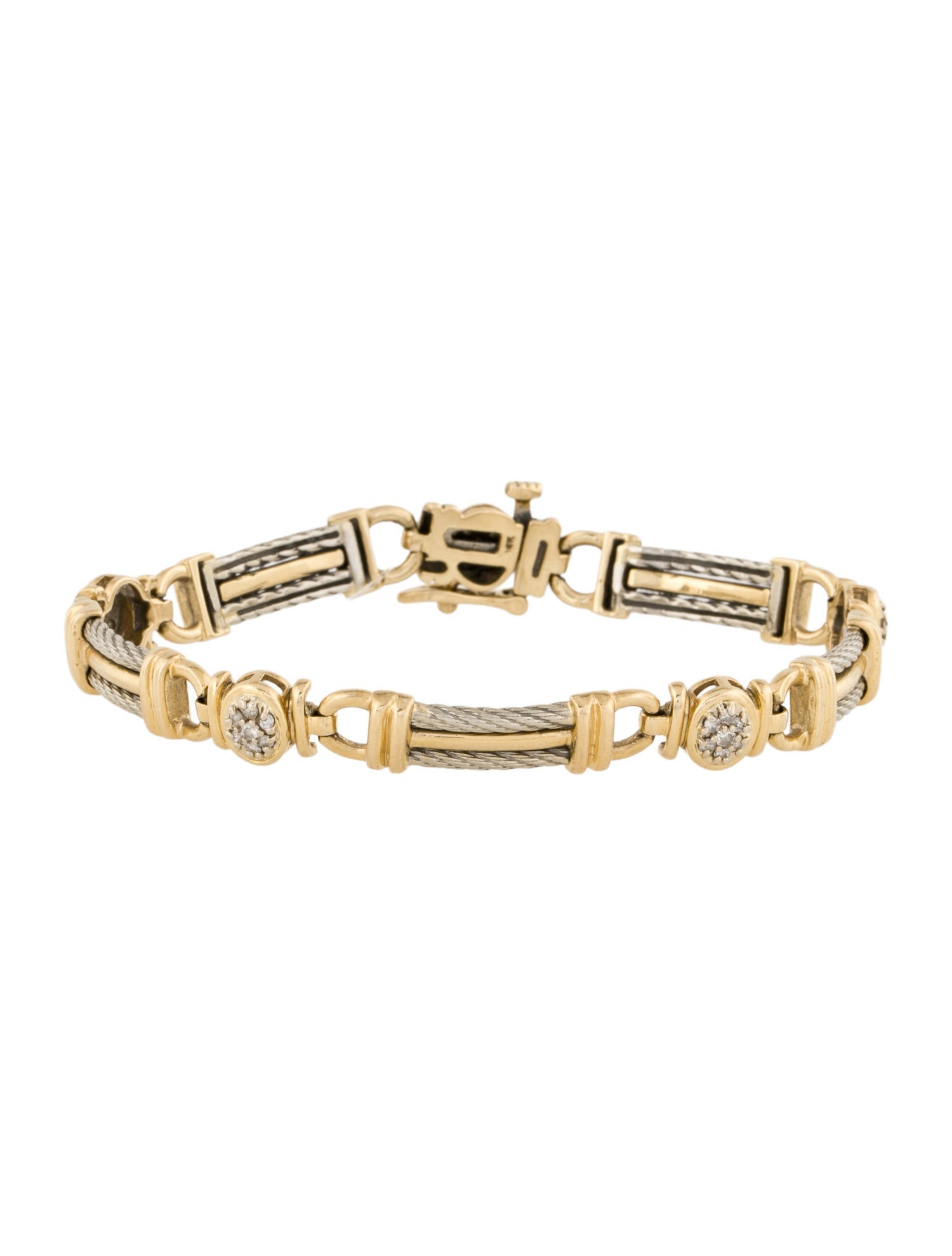 Bracelet 14K Diamond Fancy Link Station