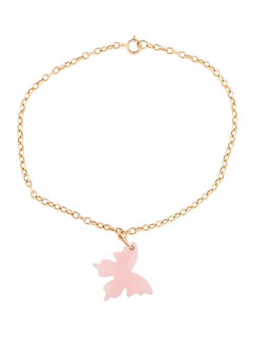 Bracelet 14K Rose Quartz Butterfly Charm Bracelet