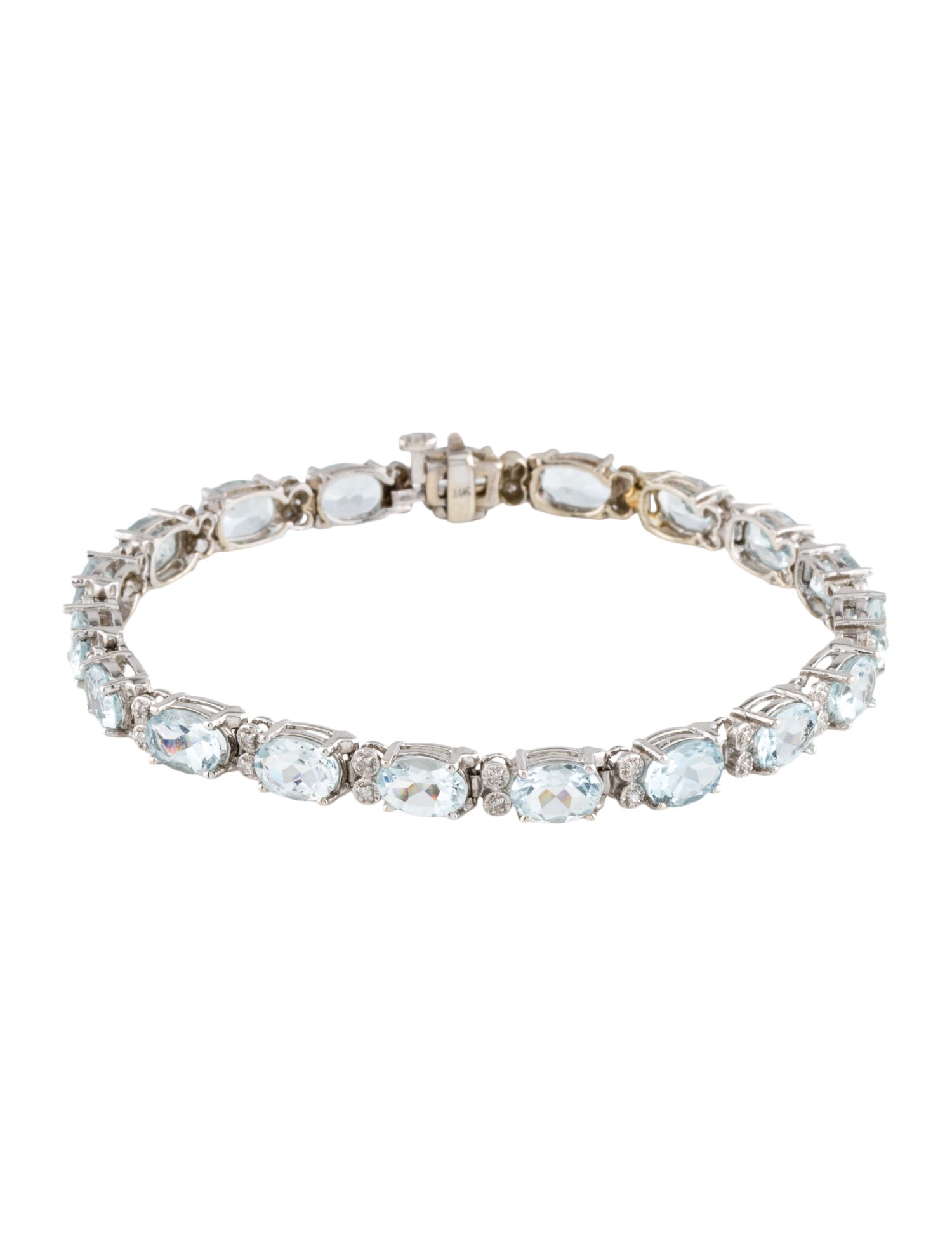 Bracelet 14K 11.93ctw Aquamarine & Diamond Tennis Link