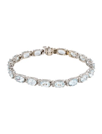Bracelet 14K 11.93ctw Aquamarine & Diamond Tennis Link Bracelet