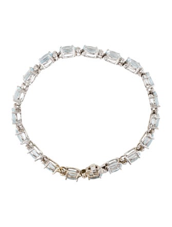 Bracelet 14K 11.93ctw Aquamarine & Diamond Tennis Link Bracelet