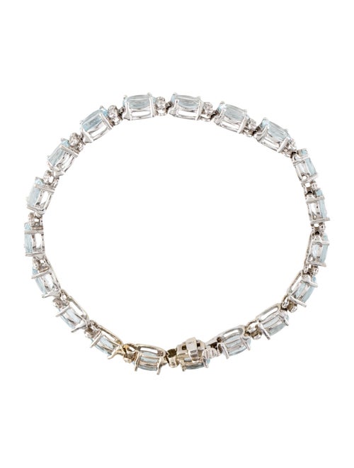 Bracelet 14K 11.93ctw Aquamarine & Diamond Tennis Link Bracelet