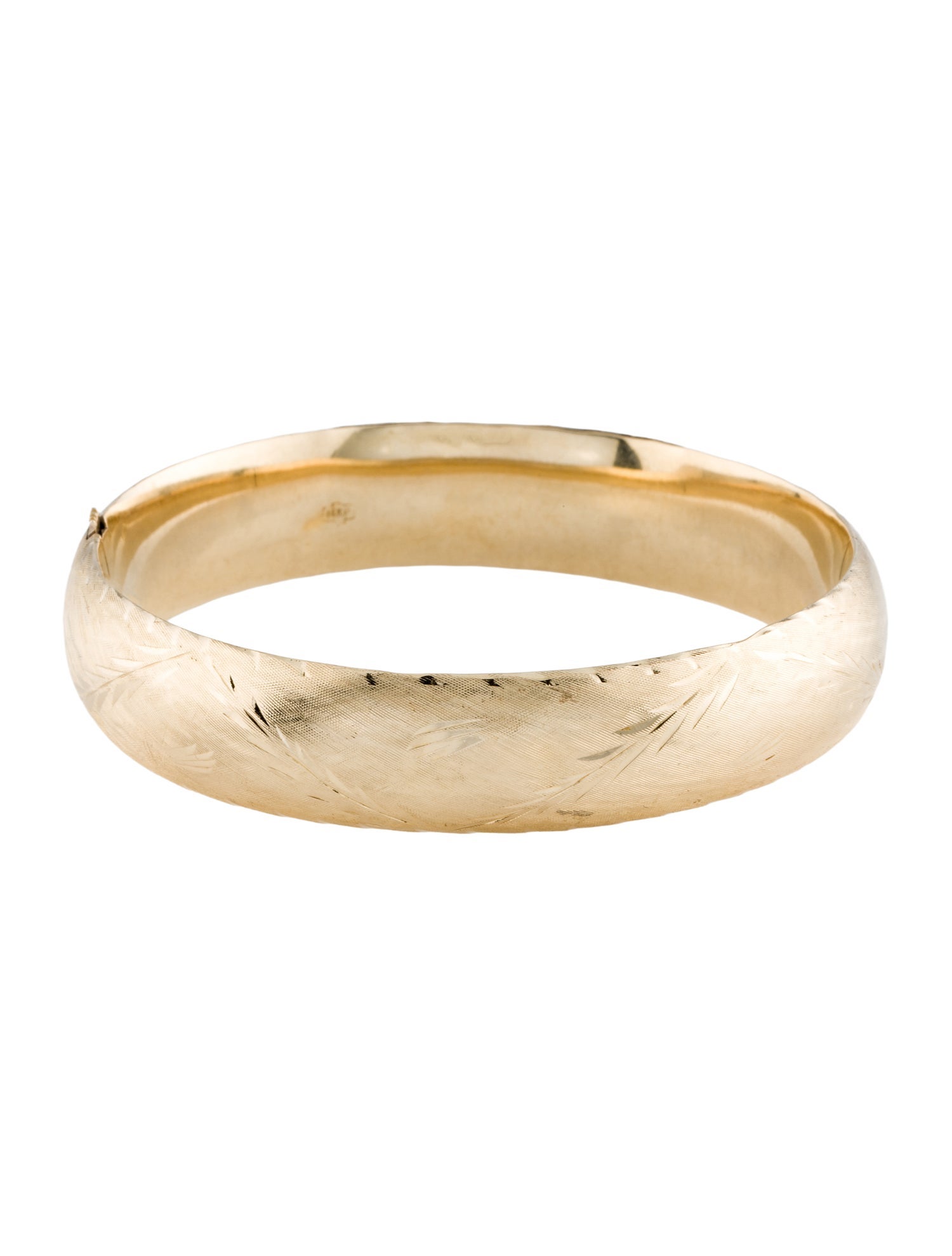 Bracelet 14K Etched Hinged Bangle