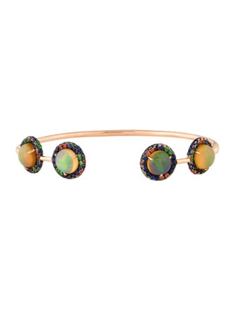 Bracelet 18K Opal, Sapphire & Tsavorite Garnet Cuff