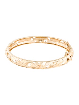 Bracelet 14K Floral Motif Hinged Bangle Bracelet