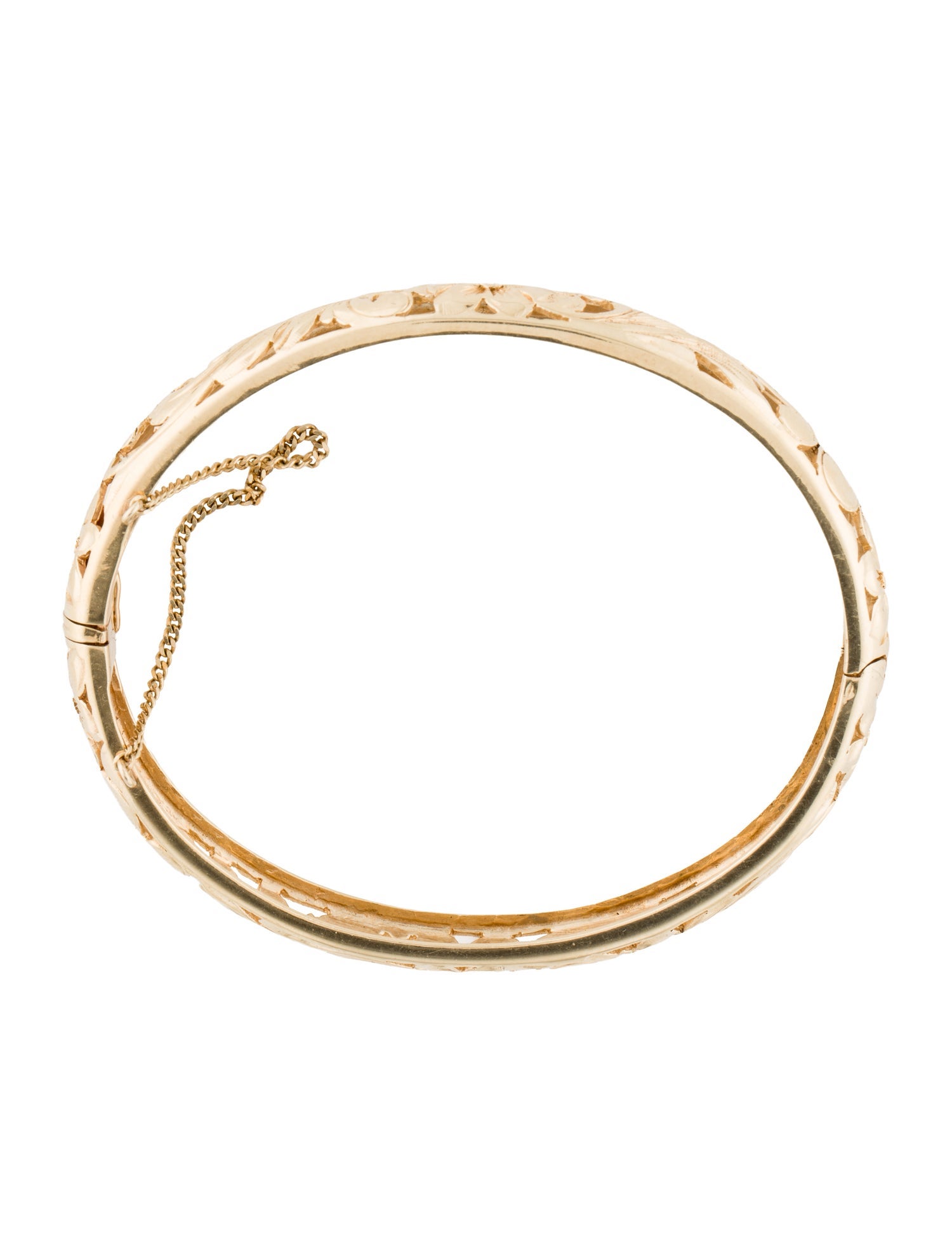 Bracelet 14K Floral Motif Hinged Bangle Bracelet