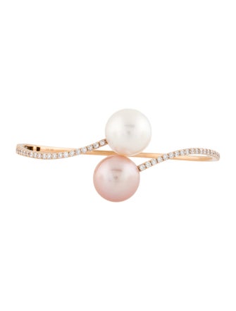 Bracelet 18K Pearl & Diamond Bypass Bracelet