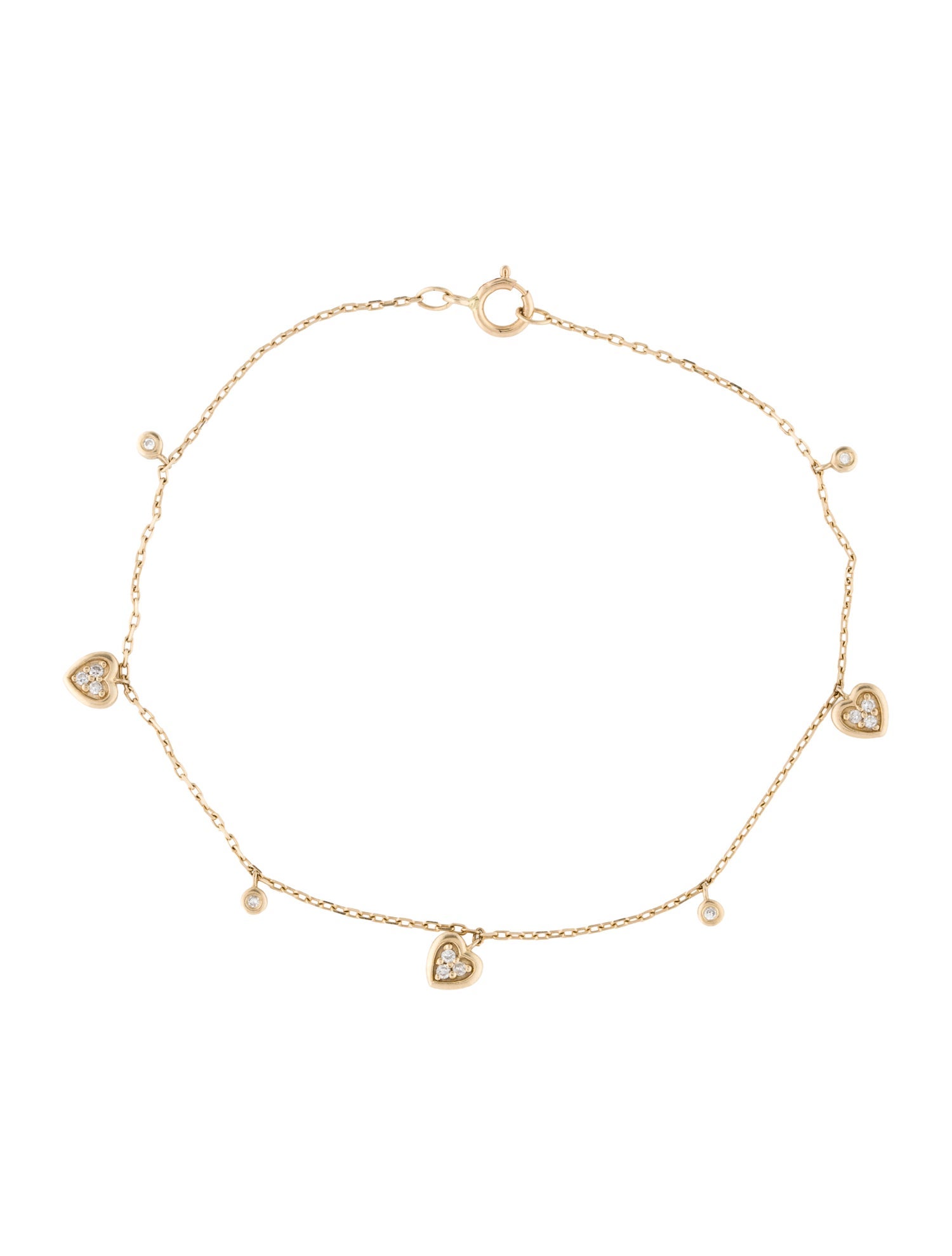 Bracelet 14K Diamond Heart Charm Station
