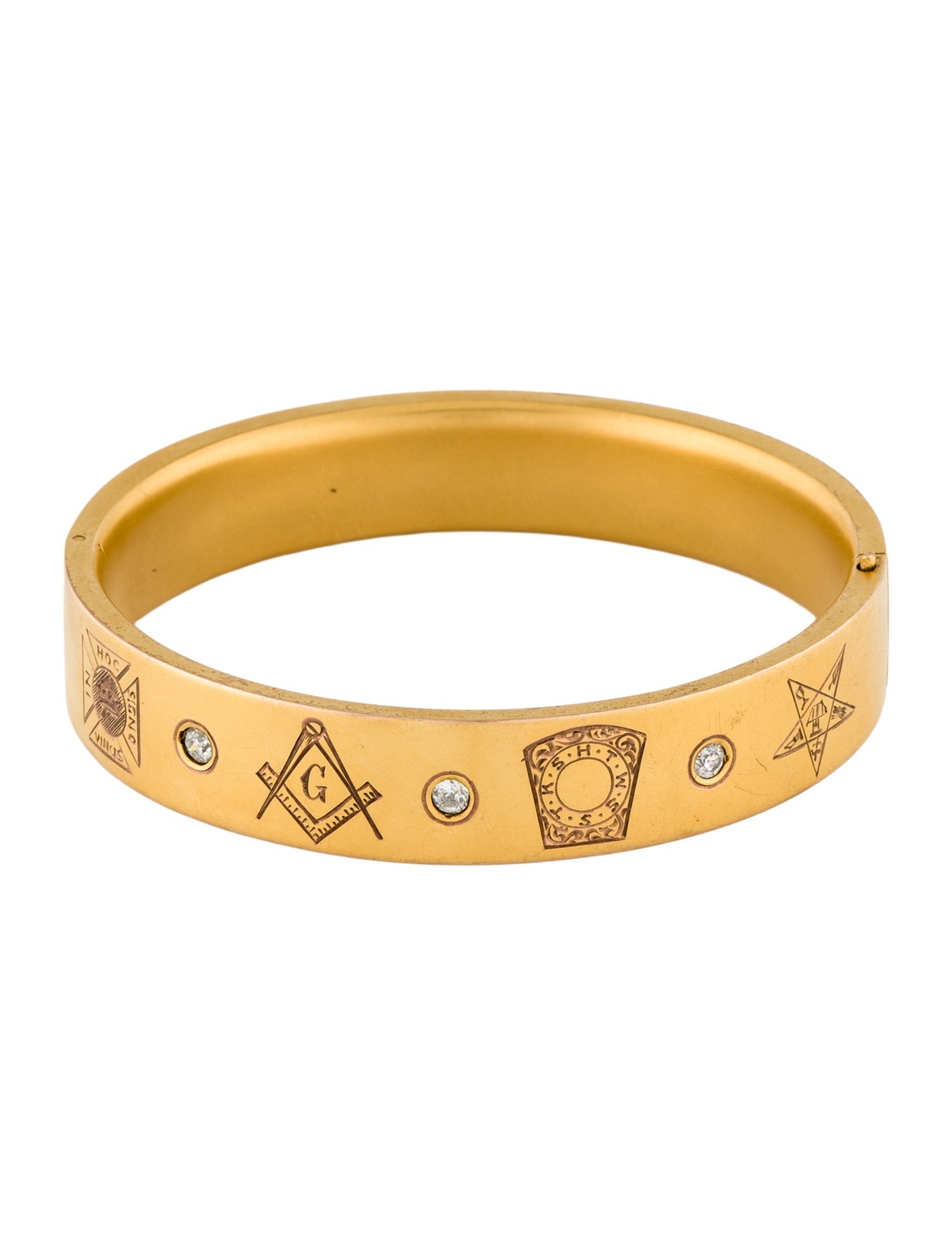 Bracelet Vintage 10K Diamond Masonic Bangle
