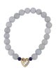 Bracelet 10K Jadeite, Sapphire & Diamond Heart Charm Bead Bracelet