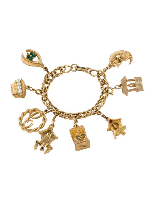 Bracelet Faux Pearl & Crystal Charm Bracelet