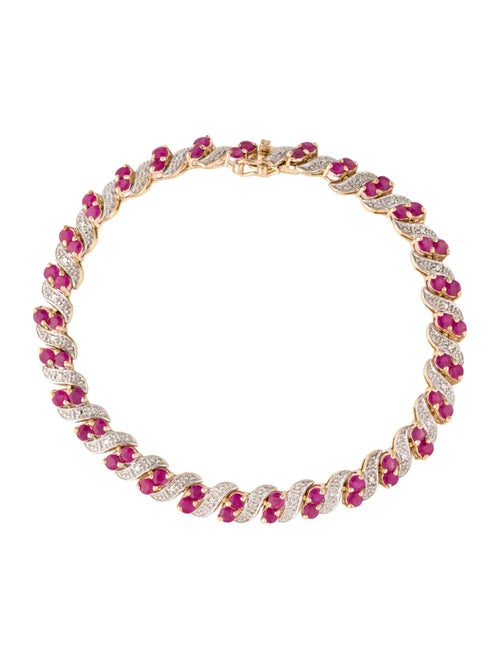 Bracelet 10K 3.94ct Fracture Filled Ruby Bracelet
