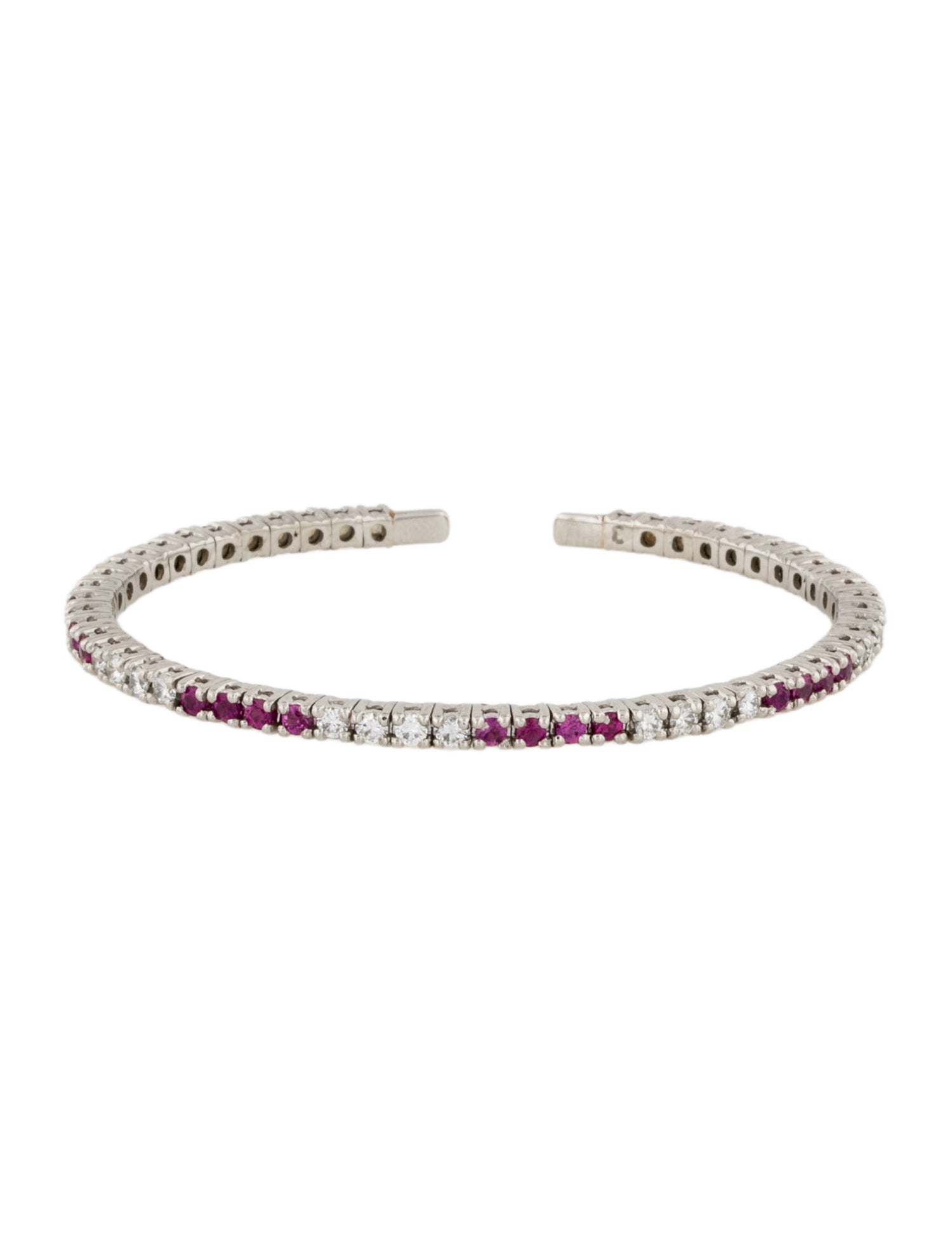 Bracelet Platinum Ruby & Diamond Flexible Cuff